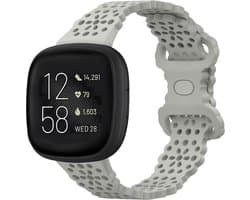 Strap-it Smartwatch bandje - siliconen bandje met patroon - geschikt voor Fitbit Versa 3 / Versa 4 / Sense / Sense 2 - grijs