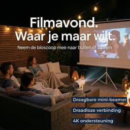 BMN® Premium Mini Beamer 2026 Editie - Smart Projector - Geschikt voor IOS en Android - WiFi 6 & Bluetooth 5.4 - Android 13.0 - Draagbaar - Thuisbioscoop - Wit — thumbnail 2