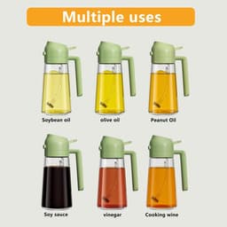 Oil Spray Bottle, 2 in 1 Spray Container, 16oz/470ml Oil Sprayer, Vinegar Spray Bottle for Air Fryer Cooking Barbecue Kitchen Salad Baking (Green) — thumbnail 3