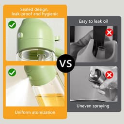 Oil Spray Bottle, 2 in 1 Spray Container, 16oz/470ml Oil Sprayer, Vinegar Spray Bottle for Air Fryer Cooking Barbecue Kitchen Salad Baking (Green) — thumbnail 4