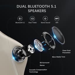 GTPLAYER - Leren Gaming Stoel - Met Speakers en Verstelbare Steunen - Ivoor Wit — thumbnail 2