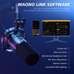 Maono PD200XS - XLR Dynamische RGB Microfoon met Telescopische Arm (66cm!) - PC - USB-microfoon voor Streaming / Podcast / Studio / Gaming / PS4/5 / Mac — thumbnail 5