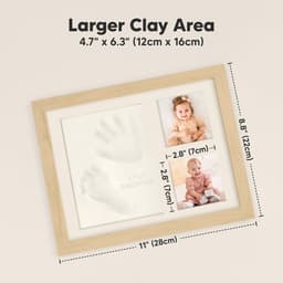 Babyhand- en voetafdrukset - sneldrogende klei babyvoetafdrukset, pasgeboren aandenken, kinderkamer fotolijst voor jongens, meisjes, gepersonaliseerde cadeaus voor douche en register (Bruin) — thumbnail 5