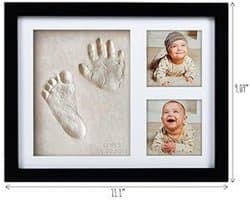 Babyhand- en voetafdrukset - sneldrogende klei babyvoetafdrukset, pasgeboren aandenken, kinderkamer fotolijst voor jongens, meisjes, gepersonaliseerde cadeaus voor douche en register (Zwart)