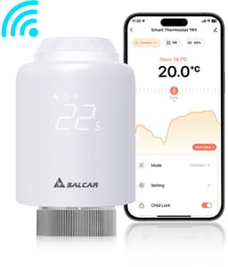 SALCAR Slim WiFi Radiatorthermostaat - Compatibel met Amazon Alexa & Google Assistant - Programmeerbaar - Geen Gateway Nodig - Slimme Verwarmingsthermostaat via Tuya Smart — thumbnail 1