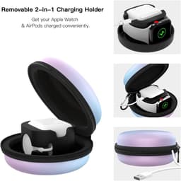 Beschermende Reisetui voor Apple Watch en Airpods - Opbergzakje voor iWatch, Dockstation voor Airpods - Blauw paars verloop, Draagbaar - Series 10 t/m SE. — thumbnail 5