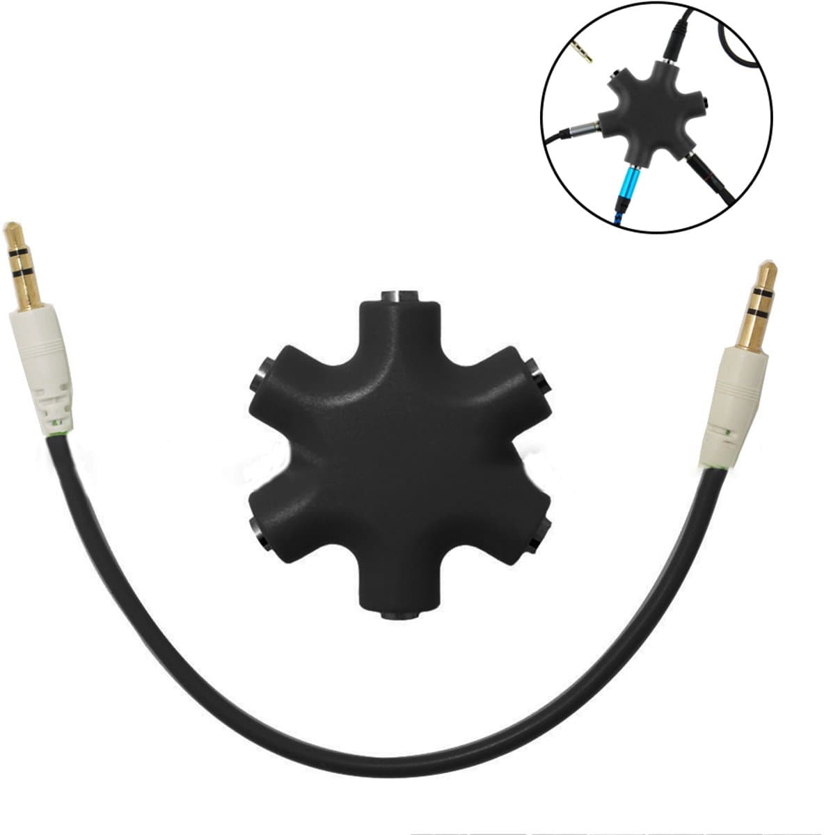 Gigicial 3,5 mm audiosplitter - hoofdtelefoonsplitteradapter - hoge geleidbaarheid en hoge afscherming - 1 stuk - zwart — afbeelding 1