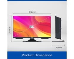 24 inch HD LED TV met Frameloze Rand en Triple Tuner voor Kleine Ruimtes