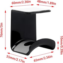 Koptelefoon Houder - 2 Stuks - Koptelefoonstandaard - Kunststof - Haak - Headset Hanger - Headset Houder - Zelfklevend - Geschikt voor bureaus en computertafels - 5.5*6.5*7.6cm - Zwart — thumbnail 5