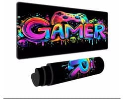 Gamepad Gaming Mouse Pad XL – 300×700×3 mm – Antislip Rubber – Grote Bureau Mat – RGB Style Print – Voor PC, Laptop & Gamer Setup