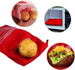Magnetron Serie Aardappelzak Herbruikbaar Snel In 4 Minuten Gebakken Aardappel Voor Thuisgebruik Rood 19x25cm — thumbnail 5