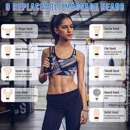 Massagepistool met LED-Touchscreen – 20 Snelheden – 9 Massagekoppen – Stil Percussie Massageapparaat – Inclusief Draagtas — thumbnail 2