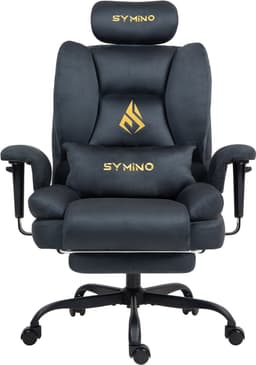 Symino sofa Gamingstoel - Directiestoel - Ergonomische bureaustoel met imitatiebont - Met voetensteun - In hoogte verstelbaar - Computerstoel - Draagvermogen 130 kg - grijs — thumbnail 5