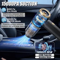 Stofzuiger - Handstofzuiger - Stofzuiger Draadloos - Usb Oplaadbare Draagbare Mini Stofzuiger - 15000 Pa - Lichtgewicht Handstofzuiger - Voor Auto, Toetsenbord, Huisdierhaar, Thuis, Kantoor - Zwart — thumbnail 5