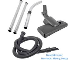 Kleanburg® 5-delige stofzuigerset – Geschikt voor Numatic Henry & Hetty – 2,5 m AAA-kwaliteit slang, 2× 50 cm metalen buizen, handgreep & combizuigmond met parkeerhaak (HiPro) – 32 mm