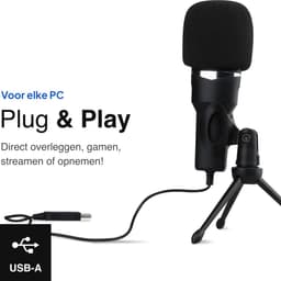 USB Microfoon met standaard - Gaming - Podcast - Voor Pc en console - Standaard - Incl. Plopkap - Zwart - Vivid Green — thumbnail 3
