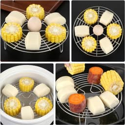 1 stuk - Rond stoomrek - Stoomrek van roestvrij staal - Stalen onderzetter - Keukenkoelrek - Draadstoomrekstandaard - Voedselstoomrek - Bakrek voor de airfryer - Stoomrek voor pannen - Geschikt voor grillen, koken en stomen (zilver) — thumbnail 6