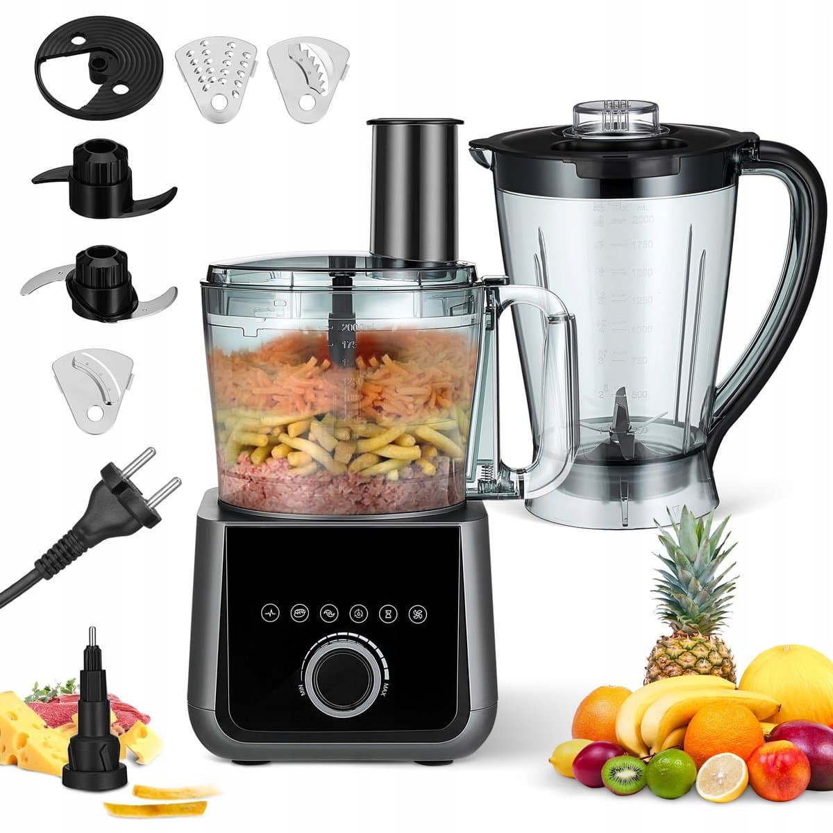Keukenmachine 2.5L - Professionele Foodprocessor met Mengkom - 1000W Motor - EU Stekker - Voor Soepen, Sausen en Deeg — afbeelding 1