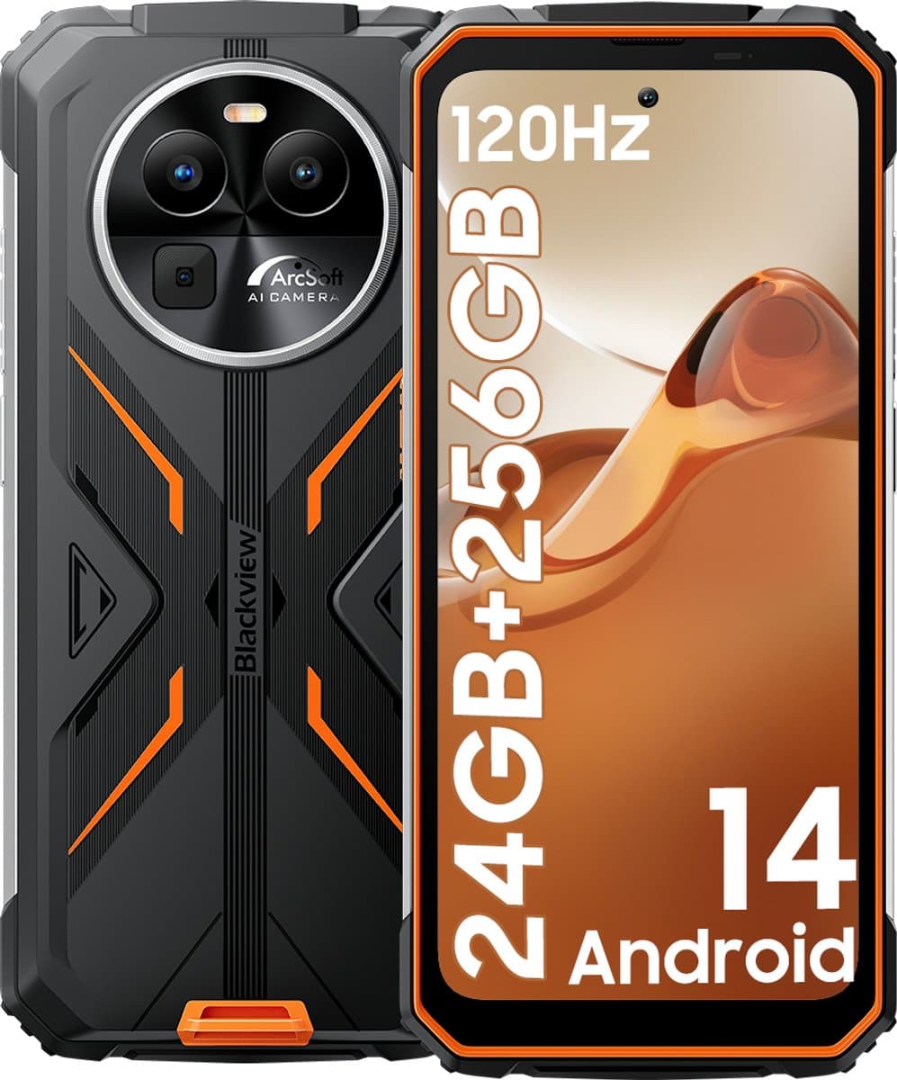 Blackview BV8100 24GB+256GB Outdoor Smartphone 4G LTE- Waterdicht IP68 - MTK G99 Android 14 - 6.5" FHD+ 50MP+32MP - 8800mAh 45W NFC/OTG/GPS/FM Oranje — afbeelding 1