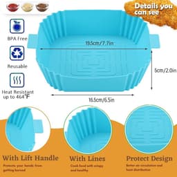 2 Stuks Silicone Air Fryer Liner - 6,5 Inch Herbruikbare Silicone Mand voor Airfryer - Hittebestendig en Antiaanbak — thumbnail 6
