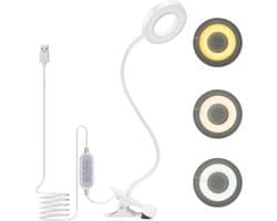 Verstelbare LED-leeslamp met Clip - Oogbescherming, 10 Helderheidsniveaus en 3 Lichtmodi voor Thuis en Kantoor