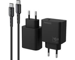 Phreeze usb C snellader 45 W - Usb C kabel - 1 meter - PPS Power Delivery snel oplader voor usb C smartphone tablet laptop
