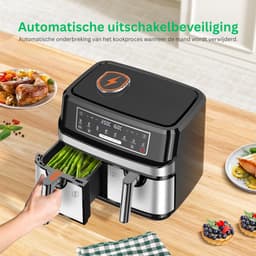 VH Supplies® Dubbele airfryer - Airfryer XXL - Hetelucht friteuse - 2 x 4,5L - 2600W — thumbnail 3