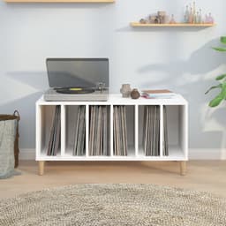 Platenspeler Meubel - LP-kast - Platenspelerkast - Draaitafelstandaard - Platenspelerstandaard - Vintage Displayplank - Wit — thumbnail 3