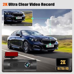 Dashcam Auto, 2K WiFi met App Controle, Dashcam Voorkant Binnenkant , Ingebouwd Display 1.5 inch, Dashcam Ondersteunt Parkeer Bewaking, G-Sensor, Lus Opname, Loop Recording — thumbnail 4