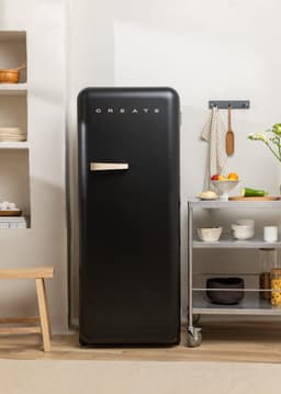 CREATE - Koelkast in retrostijl - Zwart - Handvat Zand - FRIDGE RETRO 281L — thumbnail 6