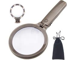 Vergrootglas met LED-verlichting en houder - 3x & 5x vergroting - 180° vouwbaar - ideaal voor lezen en onderhoud