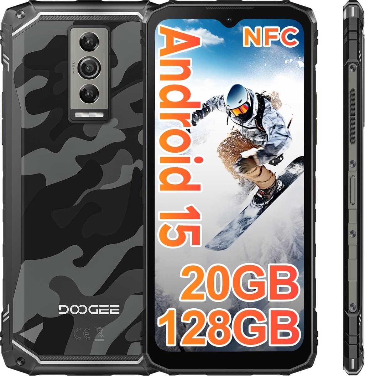 DOOGEE Blade10 - Robuuste Smartphone - 20GB RAM + 128GB ROM (2TB/TF) - Android 15- 6,56 inch IPS HD+ 90Hz - 4G Dual SIM - 5150 mAh - AI camera - Face ID - Widevine L1 - Grijs — afbeelding 1