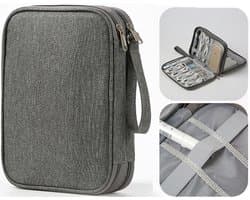 Kabel Organiser Tas - Universele Organizer Opbergtas - 25 X 18 X 5 CM - Travel Kabel Organizer Tas - Reistas voor Kabels/Smartwatch Bandjes - Kabel Hoesje - Kabeltas - Ideaal voor op vakantie en reizen - Cable Organizer - Grijs