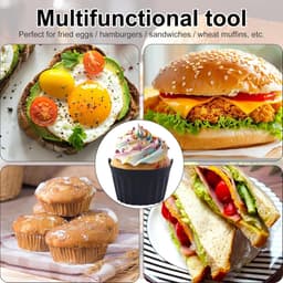 Set van 4 - Siliconen muffinvormpjes - Antiaanbak siliconen bakvormpjes - Cupcakevormpjes - Herbruikbaar - Eiervormpjes voor de airfryer - Bakaccessoires - Geschikt voor cupcakes, puddingen en eiertaartjes — thumbnail 2