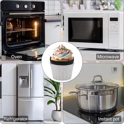 Set van 4 - Siliconen muffinvormpjes - Antiaanbak siliconen bakvormpjes - Cupcakevormpjes - Herbruikbaar - Eiervormpjes voor de airfryer - Bakaccessoires - Geschikt voor cupcakes, puddingen en eiertaartjes — thumbnail 3