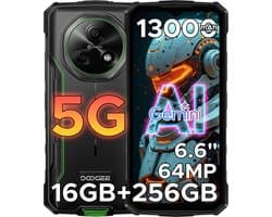 DOOGEE Fire 7 5G -Robuuste Smartphone-Outdoor Phone-16GB + 256GB/2TB- Android 15-6.6 inch HD+90Hz -13000mAh/18W -64MP+16MP AI Dual Camera-Construction Site Dedicated Phone-IP68 Waterproof-Dustproof-NFC-OTG-3 Card Slots