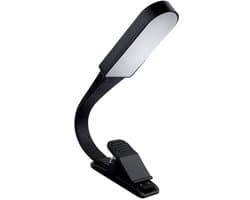 Elkuaie LED Leeslamp Met Klem - USB Oplaadbaar - Flexibel & Verstelbaar 360 Graden Hoek + Driefasen Licht - 1 - Voor Werk En Studie Zwart