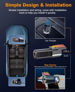 Dashcam voor auto voor en achter – Dual dashcam – Voor- en achtercamera – Autocamera – Full HD dashcam – Dashcam met nachtzicht – Dashcam met bewegingssensor – Groothoeklens – Parkeermodus – Loop recording – Dashcam met SD-kaart — thumbnail 4