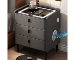 Nachtkastje met Bluetooth Speaker, Draadloos Opladen, LED Verlichting en Stopcontact
