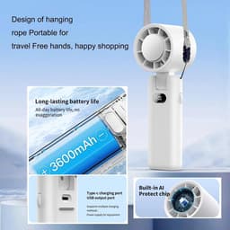 Krachtige Oplaadbare Handventilator USB met 100 Snelheden en Koelfunctie - Draagbaar & Opvouwbaar — thumbnail 3