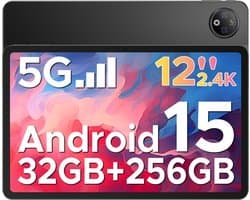 DOOGEE V Pad 5G tablet - 12 inch 2,4K + 90Hzscherm - Android 15 -MediaTek Dimensity 7050 processor - Ondersteuning voor 5G simkaart - 32 GB RAM + 256 GB (2TB TF) - 8800mAh/18W- gaming tablet - vier luidsprekers - WiFi 6 - Face ID- OTG - GPS