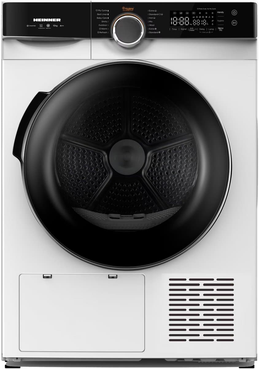 Heinner Warmtepompdroger - 10 KG - Wasdroger - 14 Programma's - Antikreukfunctie - LED display - Trommelverlichting - Wit/Zwart — afbeelding 1