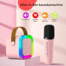Vitdipy - Karaoke Set - Karaokemachine voor Kinderen - Met Bluetooth Speaker en Draadloze Microfoon - Mini Draagbare Bluetooth Luidspreker - Roze — thumbnail 5