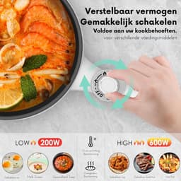 VIN® Hotpot Electrisch Chinees – Kaasfondue Pan Elektrische Multipan – Multifunctioneel 1.7L - Chinese Fondue 200/600Watt – Saute Pan – Friteuse – Hete Pan- Stomer – Langzame Kookplaat – Gemakkelijk Schoon te Maken - Groen — thumbnail 6