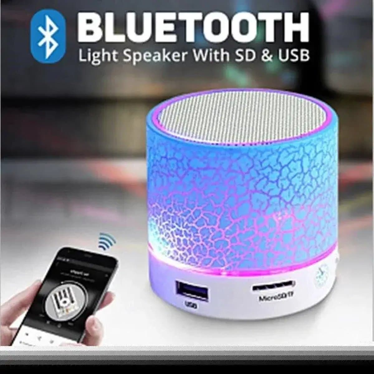 Draagbare mini-Bluetooth-luidspreker, RGB-kleurverlichting, IPX5-waterbestendig, tot 12 uur afspeeltijd, Bluetooth-luidspreker met USB-ondersteuning, Geschikt voor buiten, binnen, op reis, op het strand en op de camping, wit. — afbeelding 1