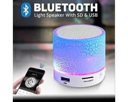 Draagbare mini-Bluetooth-luidspreker, RGB-kleurverlichting, IPX5-waterbestendig, tot 12 uur afspeeltijd, Bluetooth-luidspreker met USB-ondersteuning, Geschikt voor buiten, binnen, op reis, op het strand en op de camping, wit.
