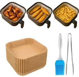 Papieren Inzetvellen voor Airfryer – 50 stuks + Accessoires (3-in-1 Set) — thumbnail 1