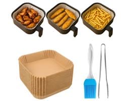 Papieren Inzetvellen voor Airfryer – 50 stuks + Accessoires (3-in-1 Set)