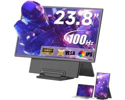 Siaviala D1 Draagbare monitor, 23,8 inch, 1080P FHD 100Hz, schermuitbreiding voor laptop, grote gamemonitor, IPS-scherm voor laptop, desktop, MacBook, PS4/5, met VESA-compatibele standaard