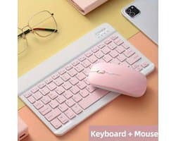 Draadloze Toetsenbord en Muis Set – Bluetooth – Roze – Compact & Draagbaar voor Tablet, Laptop en PC Geel